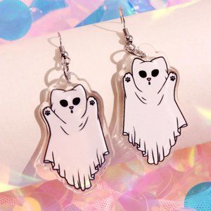 ⭐️❤️ FREE Cat Ghost Kitten Halloween Chic Glam Hipster Vaca Party Modern Earring
